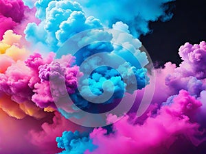 Vibrant Smoke Clouds: Multicolored Paint Explosion Banner for Webpages.