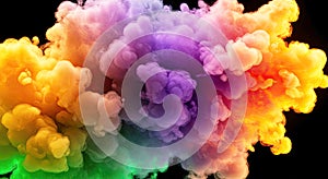 Vibrant smoke explosion with swirling colors and dramatic lighting, abstract background