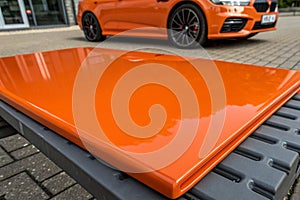 Vibrant smooth orange plastic surface