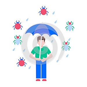 A flat style illustration showing bug prevention