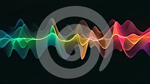 Vibrant sound wave on black background