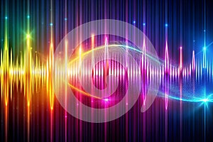 Vibrant sound waves in dark studio