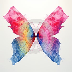 Vibrant Spectrum Butterfly: Conceptual Installation Art In Delicate Ink Lines