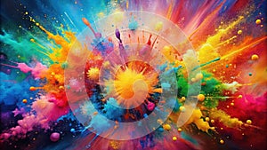 Vibrant spectrum of exploding color a dynamic abstract image featuring a multitude of hues and textures. Generative AI