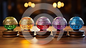 Vibrant Spinning Dreidels: A Mesmerizing Blur of Colors photo