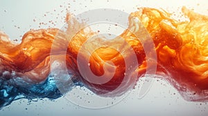 Vibrant splash of orange and blue liquid - generative ai