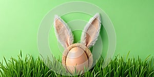 Vibrant Spring Easter Banner with Bunny Ears Egg and Grass Perfect for Christian Easter Greeting Cards Flyers or photo