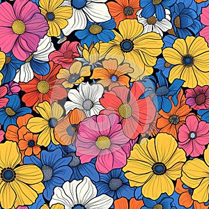 Vibrant Spring Floral Pattern with Bold Colors Perfect for Fashion and Home Decor