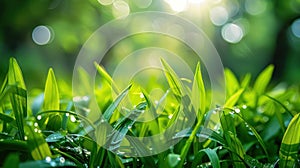 Vibrant Spring Grass in Shallow Depth of Field