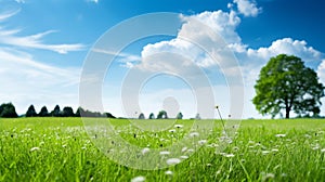 Vibrant Spring Scene. Lush Green Grass with White or Yellow Backdrop, Easter Concept