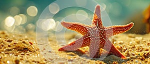 A Vibrant Starfish Basking In The Sun, Showcasing Its Captivating Marine Beauty