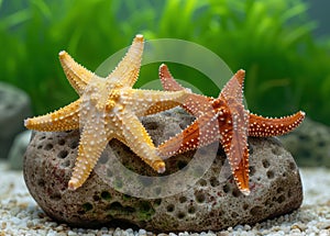 Vibrant starfish on a rocky seabed