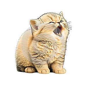 Vibrant sticker of a cute cartoon cat, featuring bright eyes, isolated on a white background