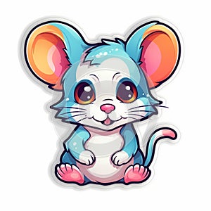 Vibrant Sticker Illustration Of A Cute Mouse