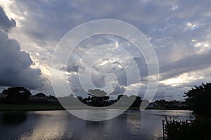 Stormy sunset over the lake in Florida