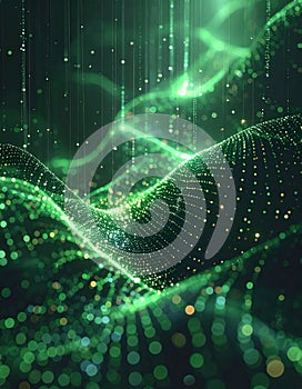 Futuristic Green Data Stream Landscape