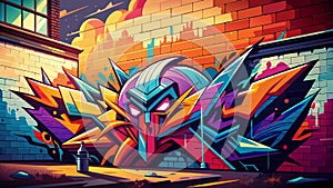 Vibrant Street Art Mural with Abstract Graffiti Design photo