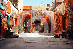 Vibrant street art portraying Arabic language