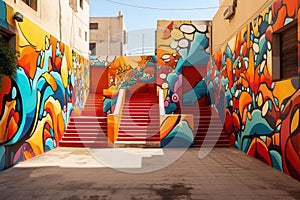 Vibrant street art portraying Arabic language