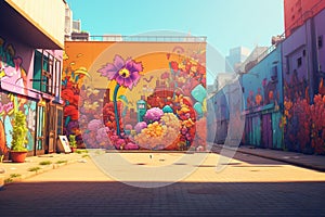 Vibrant street art portraying Arabic language