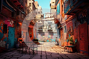 Vibrant street art portraying Arabic language