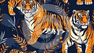 Tiger Pattern Illustration - Wildlife Design