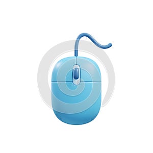 Stylish Blue Computer Mouse with Cord, 3D Rendering