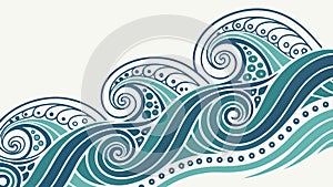 Vibrant Stylized Ocean Wave Pattern, vector design Generative AI