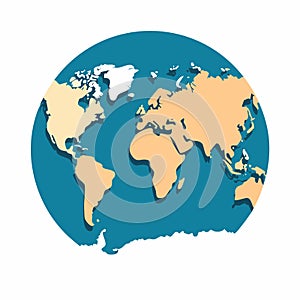 Stylized Flat Design World Map Globe