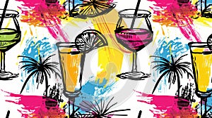 Vibrant Summer Drinks with Palm Leaf Decor