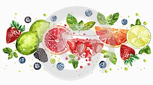 Vibrant Summer Fruit Cocktail Colored Vector Illustration photo