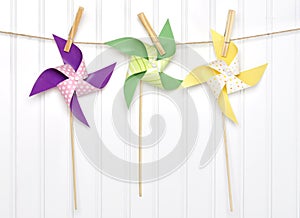 Vibrant Summer Party Pinwheels on a Clothesline