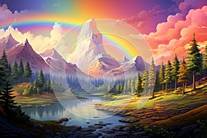 Vibrant Summer rainbow. Generate Ai