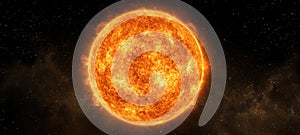 The vibrant sun illuminating the cosmos in a stunning celestial display. AI generated image