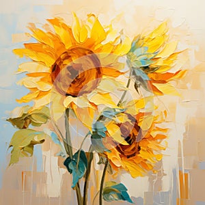 Vibrant Sunflower Painting With Speedpainting Style And Harmonious Color Schemes