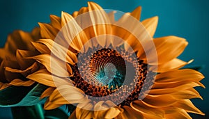 Vibrant sunflower petal, macro close up of single flower in nature generated by AI