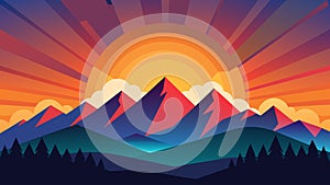 A vibrant sunrise over a mountain range symbolizing new beginnings and fresh perspectives.. Vector illustration. photo