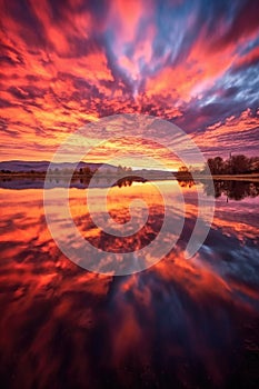 vibrant sunset colors reflecting off high altitude clouds