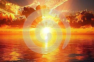 vibrant sunset over the ocean, reflecting contentment