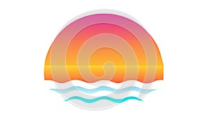 Vibrant Sunset Over Ocean Waves, vector design Generative AI