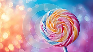 Vibrant swirls of color in a lollipop, reminiscent of childhood innocence and joy
