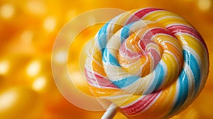 Vibrant swirls of color in a lollipop, reminiscent of childhood innocence and joy