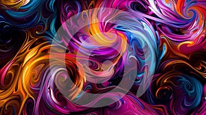 Vibrant swirls and loops of color inspired by the symmetrical patterns found in particle collisions photo