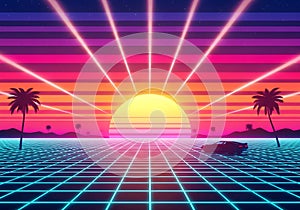Retro Sunset Grid Drive