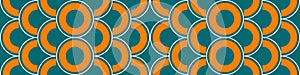 Vibrant Teal and Orange Retro Circle Pattern photo