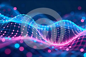 Vibrant Tech Wave: Grid and Node Pattern