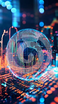 Vibrant Technology-Driven Global Market Analysis Concept in Motion photo
