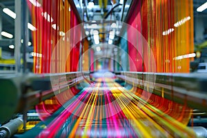Vibrant Textile Production Line in a Modern Factory photo
