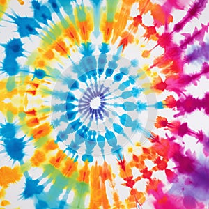 Vibrant Tie Dye Design On Canvas: A Colorful Spiral Group With Bright Luster