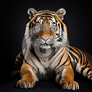 Vibrant Tiger Portrait On Black Background - Studio Shot